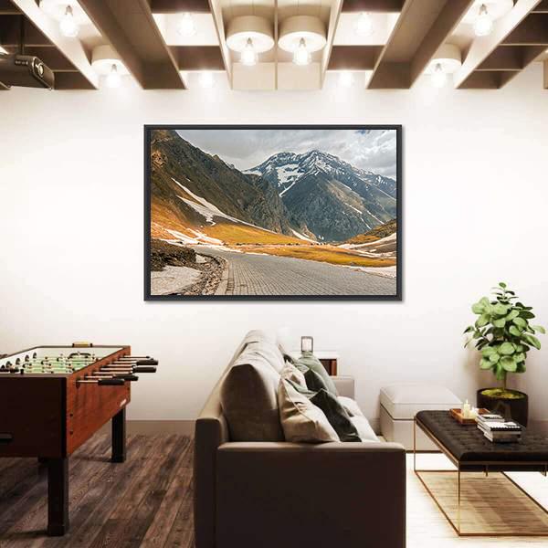 Roads Winding Up Towards High Himalayan Mountain Canvas Wall Art-3 Horizontal-Gallery Wrap-25" x 16"-Tiaracle