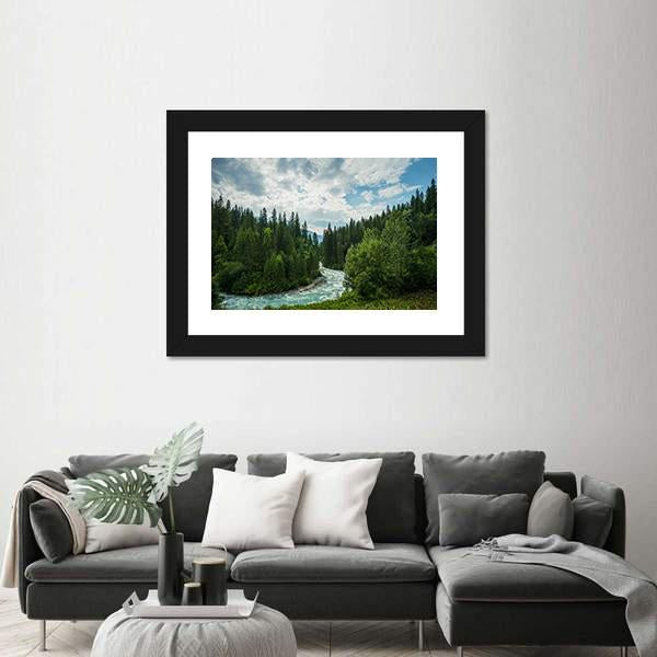 Robson River In British Columbia Canvas Wall Art-1 Piece-Framed Print-42" x 14"-Tiaracle