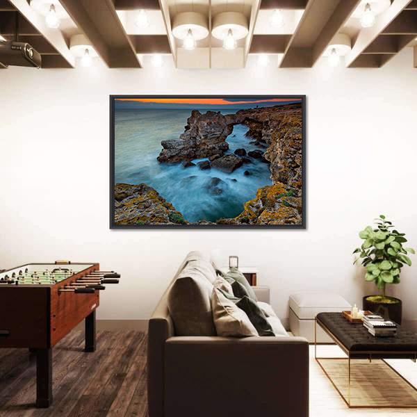 Rock Formation Arch In Bulgaria Canvas Wall Art-1 Piece-Floating Frame-36" x 24"-Tiaracle