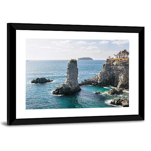 Rock In Jeju Island Canvas Wall Art-5 Horizontal-Gallery Wrap-22" x 12"-Tiaracle