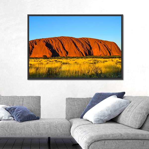 Rock Mountain Surrounded By Green Grass Canvas Wall Art-3 Horizontal-Gallery Wrap-25" x 16"-Tiaracle