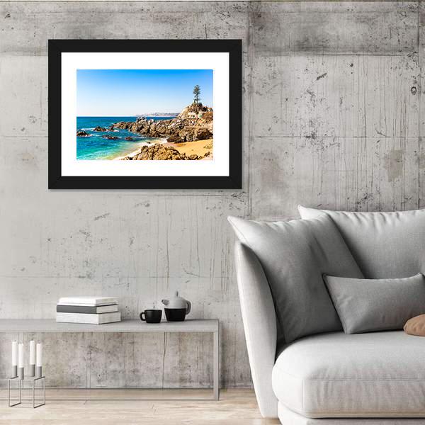 Rocky Beach On Summer Day Canvas Wall Art-3 Horizontal-Gallery Wrap-25" x 16"-Tiaracle