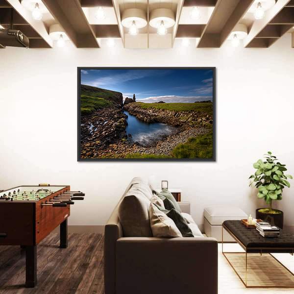 Rocky Coastline In Scotland Canvas Wall Art-1 Piece-Floating Frame-36" x 24"-Tiaracle