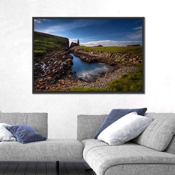 Rocky Coastline In Scotland Canvas Wall Art-5 Horizontal-Gallery Wrap-22" x 12"-Tiaracle