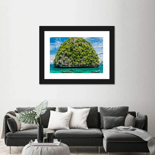 Rocky Island In Thailand Canvas Wall Art-1 Piece-Framed Print-20" x 16"-Tiaracle