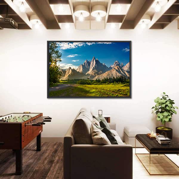 Rocky Peaks At Sunset Canvas Wall Art-5 Horizontal-Gallery Wrap-22" x 12"-Tiaracle