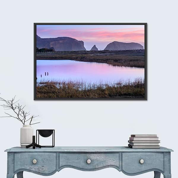 Rodeo Lagoon In Dusk Colors Canvas Wall Art-1 Piece-Floating Frame-24" x 16"-Tiaracle