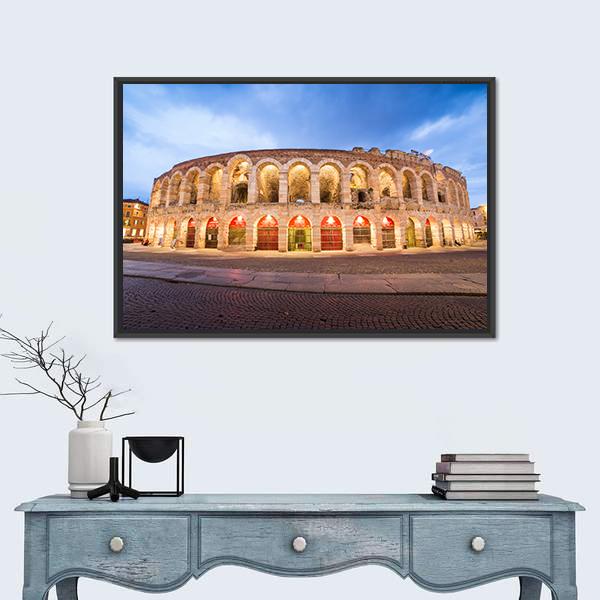 Roman Arena In Verona Italy Canvas Wall Art-1 Piece-Floating Frame-36" x 24"-Tiaracle