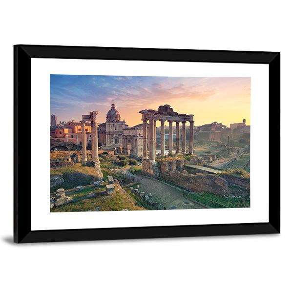 Roman Forum In Rome During Sunrise Canvas Wall Art-3 Horizontal-Gallery Wrap-25" x 16"-Tiaracle