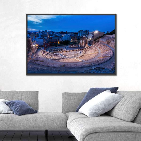 Roman Theatre In Cartagena Canvas Wall Art-3 Horizontal-Gallery Wrap-25" x 16"-Tiaracle