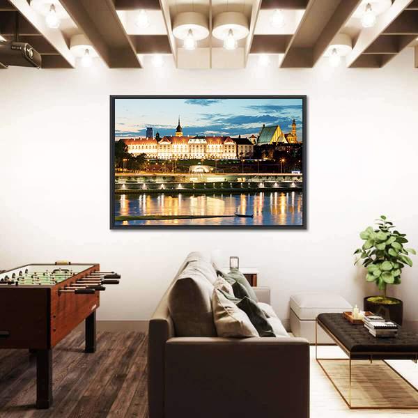 Royal Castle Over The Vistula River In Warsaw Canvas Wall Art-3 Horizontal-Gallery Wrap-25" x 16"-Tiaracle