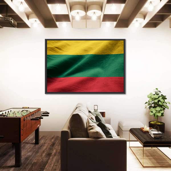 Ruffled Lithuania Flag Canvas Wall Art-5 Horizontal-Gallery Wrap-22" x 12"-Tiaracle