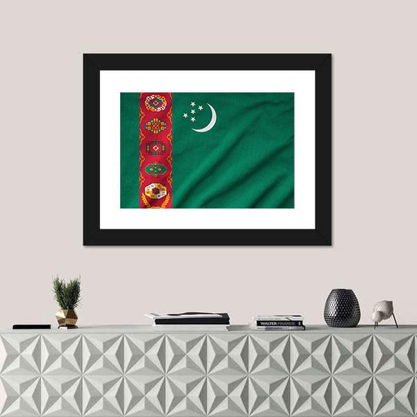 Ruffled Turkmenistan Flag Canvas Wall Art-5 Horizontal-Gallery Wrap-22" x 12"-Tiaracle
