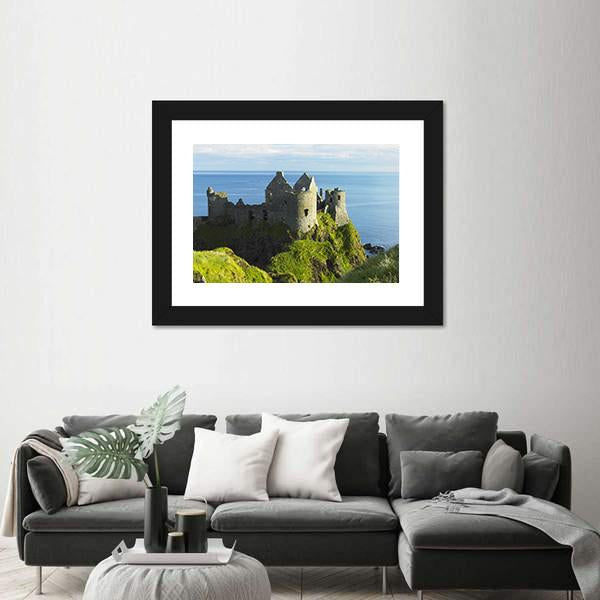 Ruins Of Dunluce Castle Canvas Wall Art-1 Piece-Framed Print-20" x 16"-Tiaracle