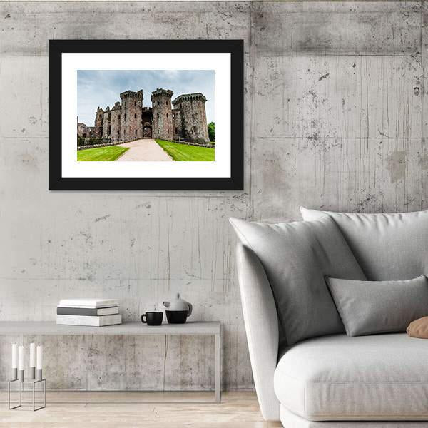 Ruins Of Medieval Raglan Castle In Wales Canvas Wall Art-5 Horizontal-Gallery Wrap-22" x 12"-Tiaracle