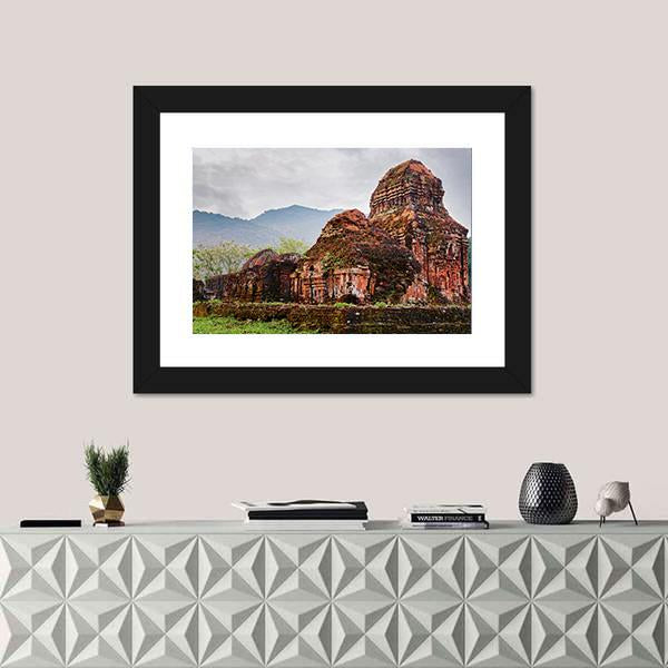 Ruins Of Old Hindu Temples Canvas Wall Art-1 Piece-Framed Print-20" x 16"-Tiaracle