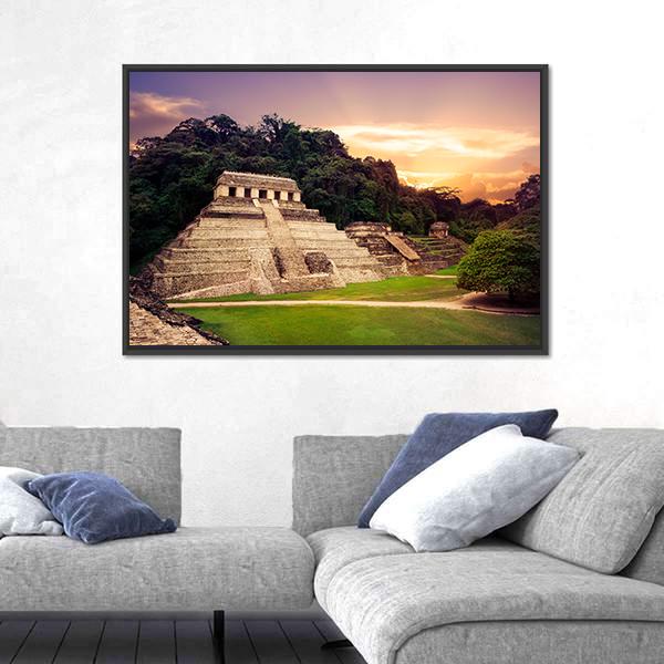 Ruins Of Palenque In Mexico Canvas Wall Art-3 Horizontal-Gallery Wrap-25" x 16"-Tiaracle