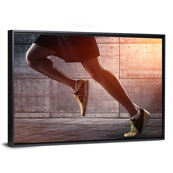 Runner's Legs Run On The Street Canvas Wall Art-3 Horizontal-Gallery Wrap-25" x 16"-Tiaracle