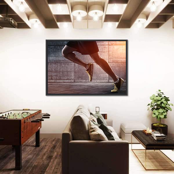 Runner's Legs Run On The Street Canvas Wall Art-3 Horizontal-Gallery Wrap-25" x 16"-Tiaracle