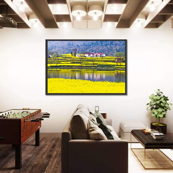Rural Spring Scenery Canvas Wall Art-1 Piece-Floating Frame-24" x 16"-Tiaracle