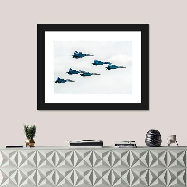 Russia Fighters SU-27 Canvas Wall Art-5 Horizontal-Gallery Wrap-22" x 12"-Tiaracle