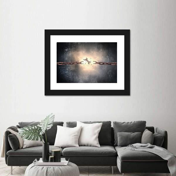 Rusty Iron Chains Broken Canvas Wall Art-5 Horizontal-Gallery Wrap-22" x 12"-Tiaracle
