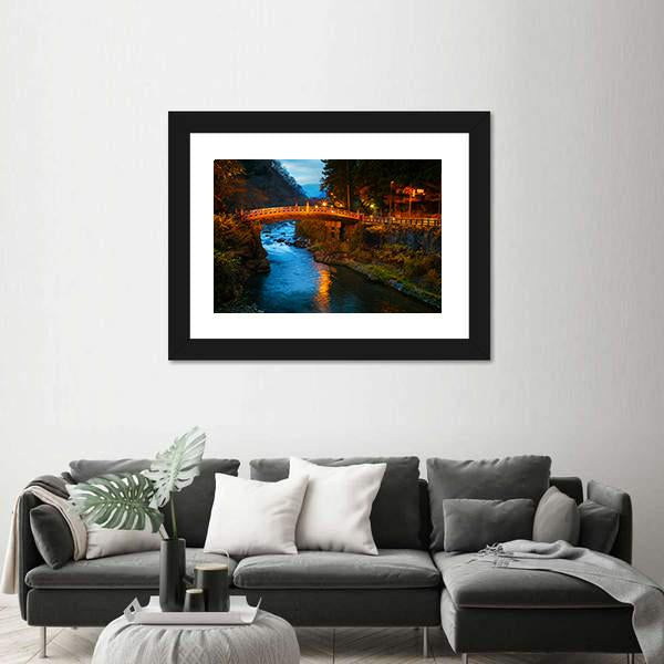 Sacred Bridge Japan Canvas Wall Art-1 Piece-Framed Print-30" x 20"-Tiaracle