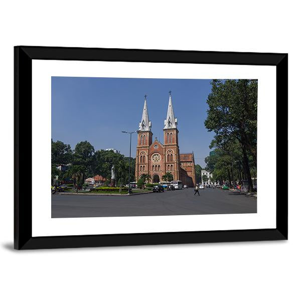 Saigon Notre Dame Cathedral Basilica Canvas Wall Art-3 Horizontal-Gallery Wrap-25" x 16"-Tiaracle