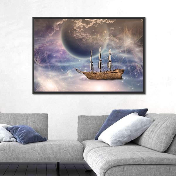 Sailing Ship With Full Sails Canvas Wall Art-5 Horizontal-Gallery Wrap-22" x 12"-Tiaracle