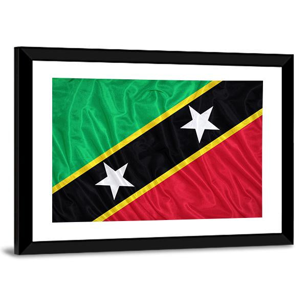 Saint Kitts & Nevis Flag Canvas Wall Art-5 Horizontal-Gallery Wrap-22" x 12"-Tiaracle