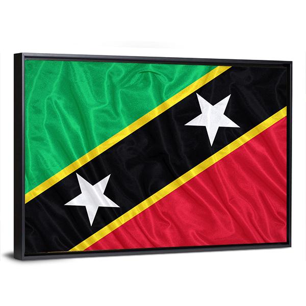 Saint Kitts & Nevis Flag Canvas Wall Art-5 Horizontal-Gallery Wrap-22" x 12"-Tiaracle