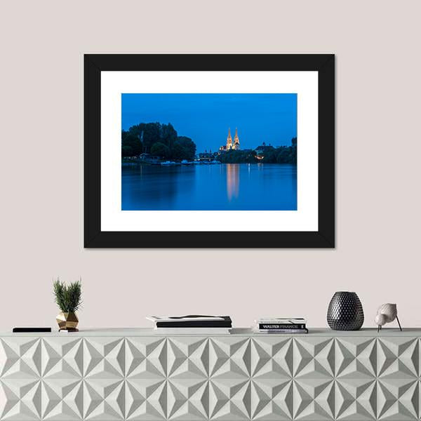 Saint Peter Cathedral At Blue Hour Canvas Wall Art-1 Piece-Framed Print-20" x 16"-Tiaracle