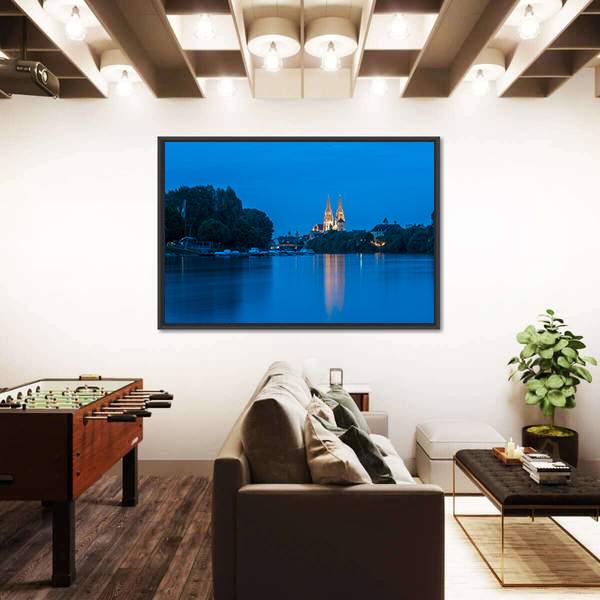 Saint Peter Cathedral At Blue Hour Canvas Wall Art-3 Horizontal-Gallery Wrap-25" x 16"-Tiaracle