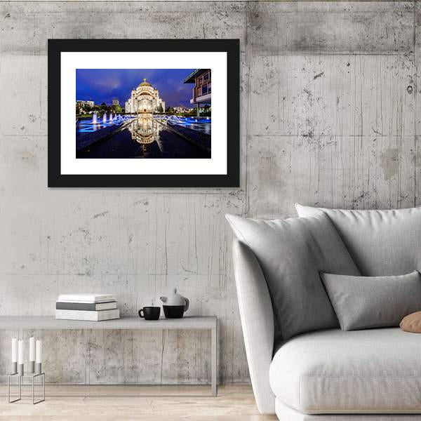 Saint Sava Temple With Fountain In Belgrade Canvas Wall Art-3 Horizontal-Gallery Wrap-25" x 16"-Tiaracle