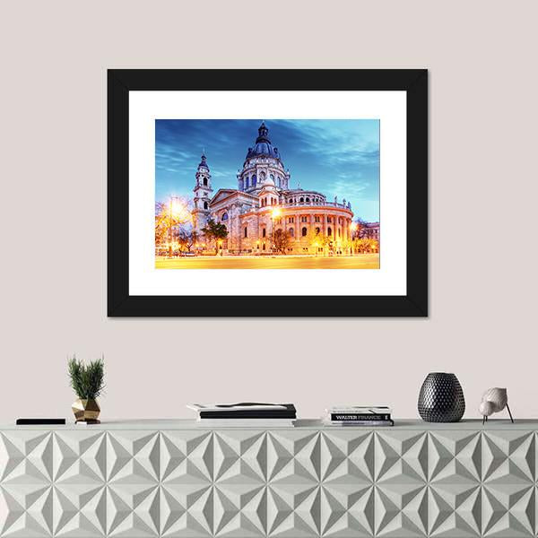 Saint Stephen Basilica In Budapest Canvas Wall Art-1 Piece-Framed Print-20" x 16"-Tiaracle