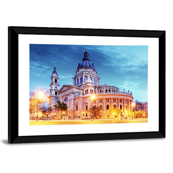 Saint Stephen Basilica In Budapest Canvas Wall Art-3 Horizontal-Gallery Wrap-25" x 16"-Tiaracle