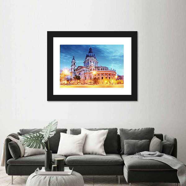 Saint Stephen Basilica In Budapest Canvas Wall Art-3 Horizontal-Gallery Wrap-25" x 16"-Tiaracle