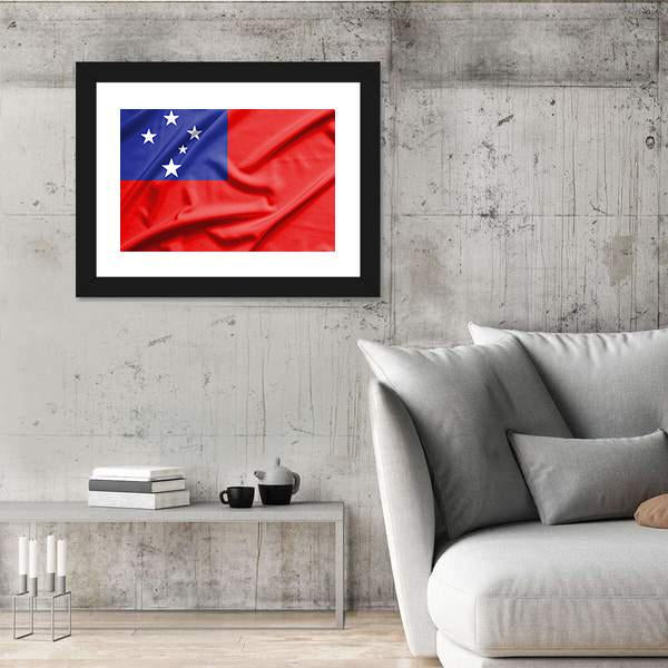Samoa Flag On Silk Texture Canvas Wall Art-5 Horizontal-Gallery Wrap-22" x 12"-Tiaracle