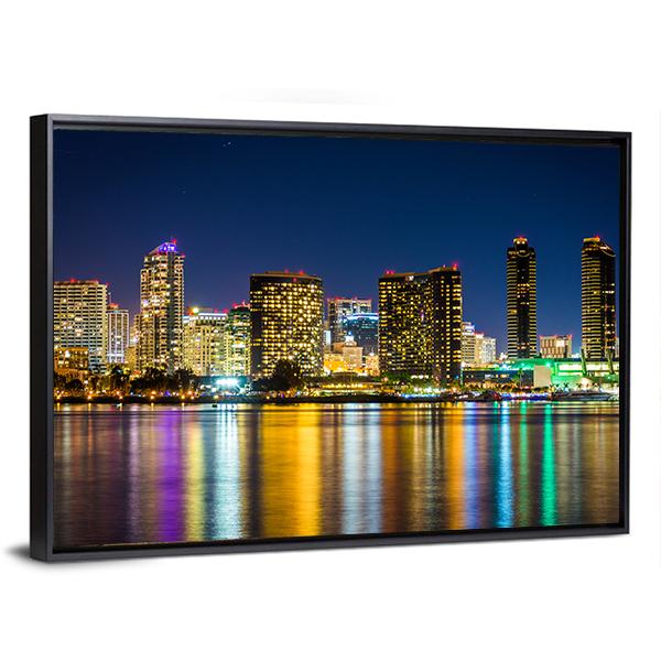 San Diego Skyline From Centennial Park Canvas Wall Art-3 Horizontal-Gallery Wrap-25" x 16"-Tiaracle