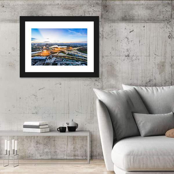 San Francisco City At Night Canvas Wall Art-5 Horizontal-Gallery Wrap-22" x 12"-Tiaracle