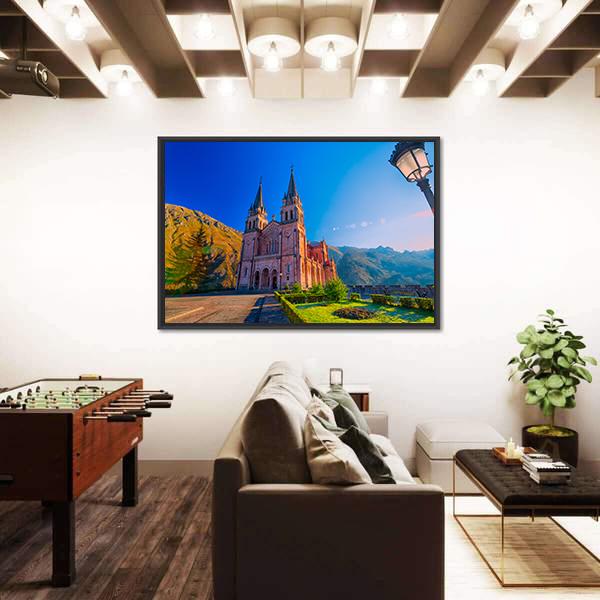 Sanctuary Of Covadonga In Spain Canvas Wall Art-1 Piece-Floating Frame-36" x 24"-Tiaracle