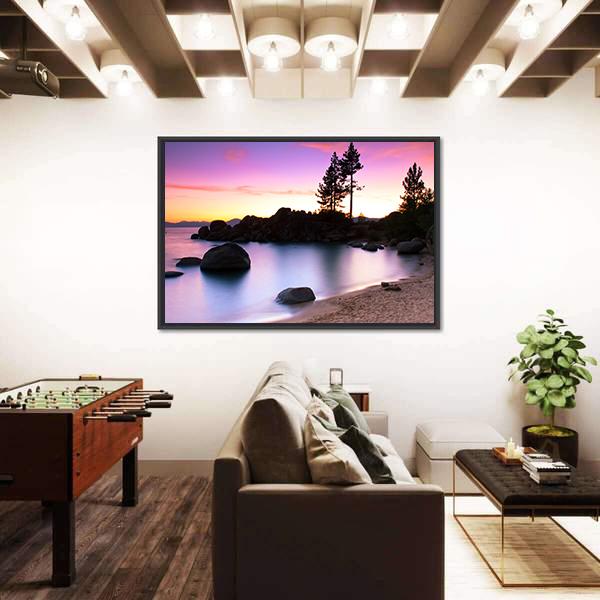 Sand Harbor Beach In Lake Tahoe Canvas Wall Art-1 Piece-Floating Frame-36" x 24"-Tiaracle