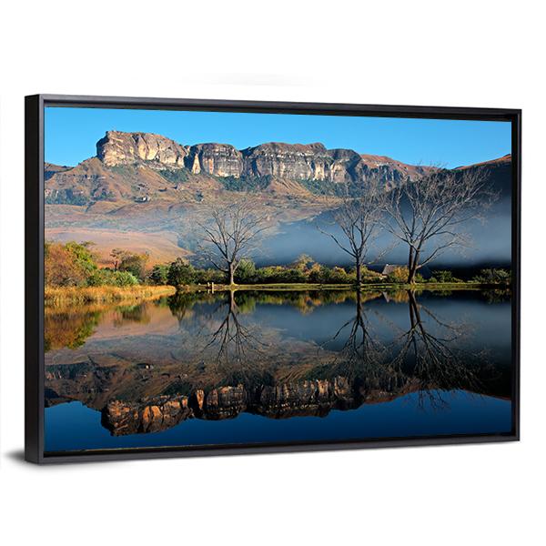 Sandstone Mountains With Reflection In Water Canvas Wall Art-3 Horizontal-Gallery Wrap-25" x 16"-Tiaracle