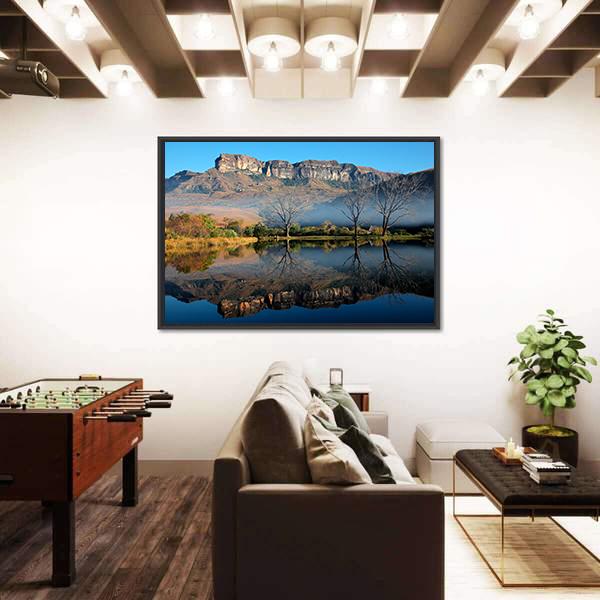 Sandstone Mountains With Reflection In Water Canvas Wall Art-3 Horizontal-Gallery Wrap-25" x 16"-Tiaracle