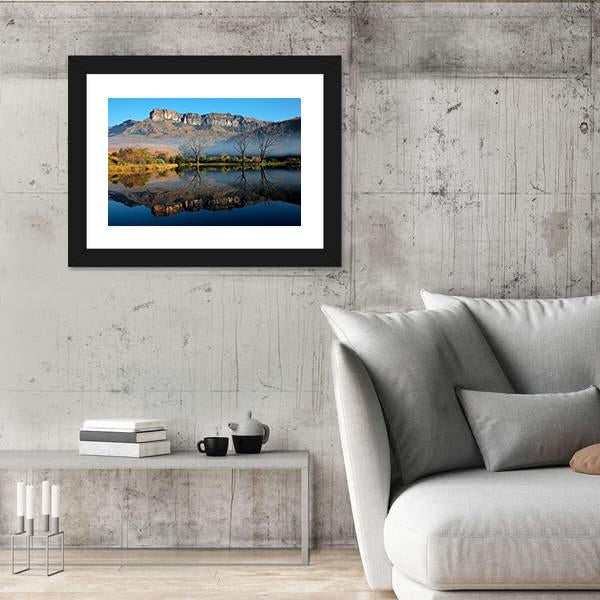 Sandstone Mountains With Reflection In Water Canvas Wall Art-3 Horizontal-Gallery Wrap-25" x 16"-Tiaracle