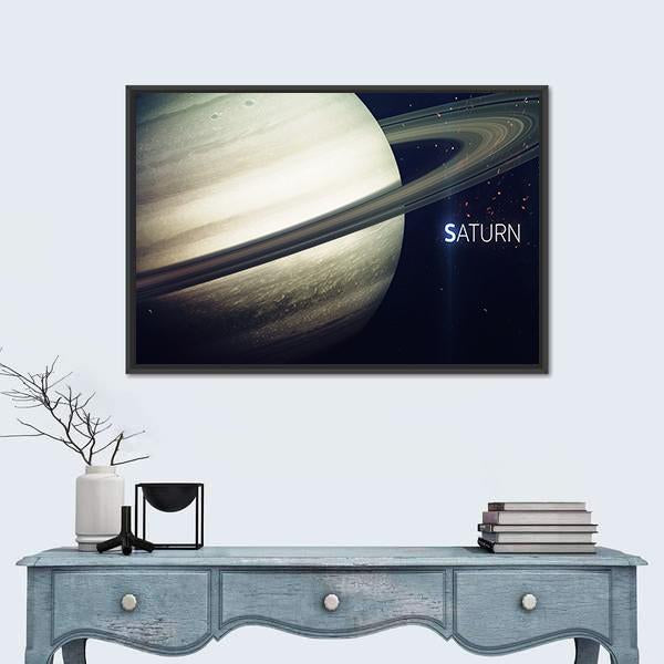 Saturn With Its Rings Canvas Wall Art-3 Horizontal-Gallery Wrap-25" x 16"-Tiaracle