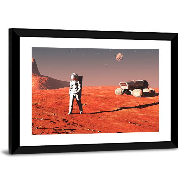 Scene Of The Astronaut On Mars Canvas Wall Art-5 Horizontal-Gallery Wrap-22" x 12"-Tiaracle