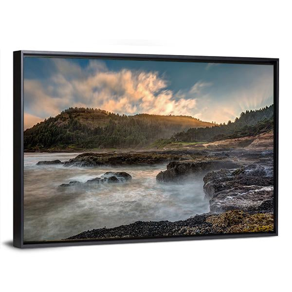 Scenic Cape Perpetua On The Oregon Coast Canvas Wall Art-5 Horizontal-Gallery Wrap-22" x 12"-Tiaracle