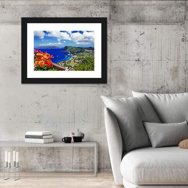Scenic Capri Island In Italy Canvas Wall Art-5 Horizontal-Gallery Wrap-22" x 12"-Tiaracle
