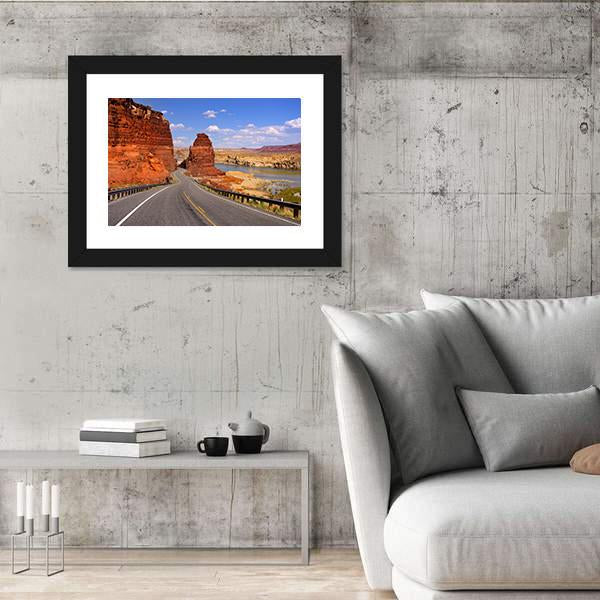 Scenic Desert Drive Canvas Wall Art-3 Horizontal-Gallery Wrap-25" x 16"-Tiaracle